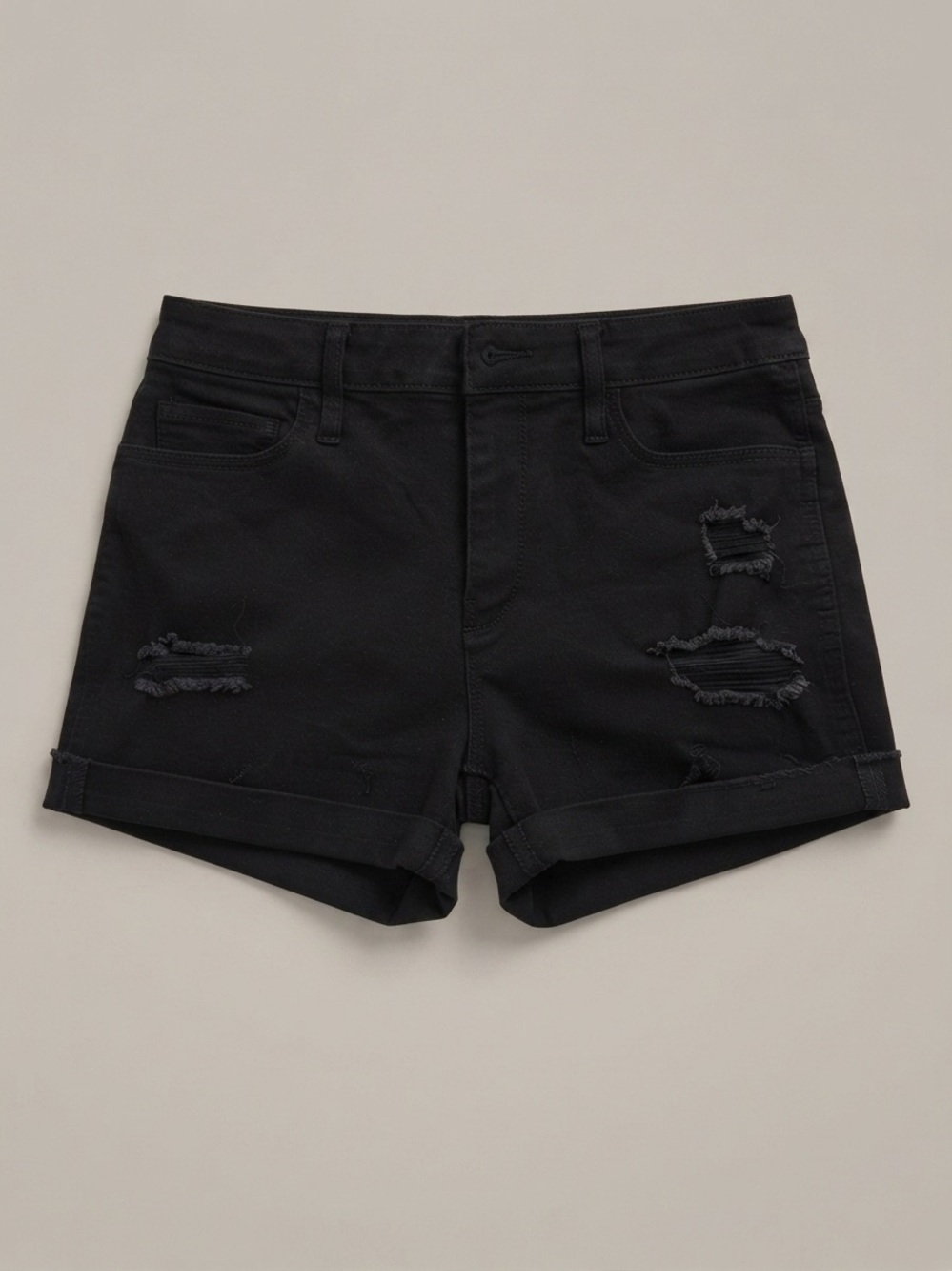 Black High-Rise Women's Denim Shorts